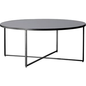 Torrance Round Contemporary Coffee Table Glass Top with Matt Black or Silver Frame