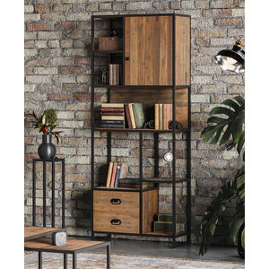 Ooki Reclaimed Wood & Black Steel Large Open Bookcase
