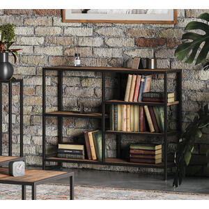 Ooki Reclaimed Wood & Black Steel Low Open Bookcase