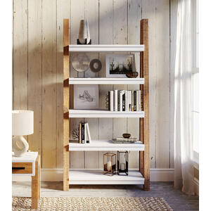 Trinity Reclaimed Wood & White Large Bookcase Open