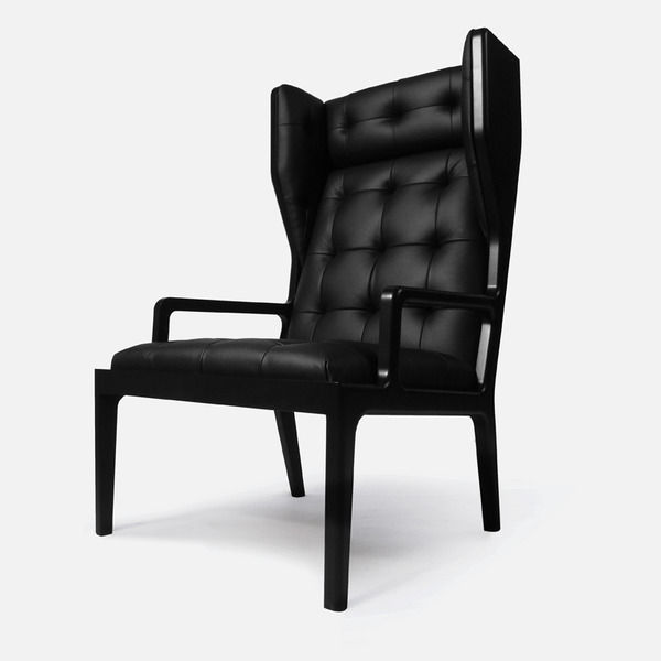 Black Leather Wingback Chair