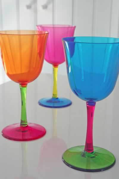 Wine glass Wedding gift for Kirsty Tom Set of 3 Large MultiColoured 
