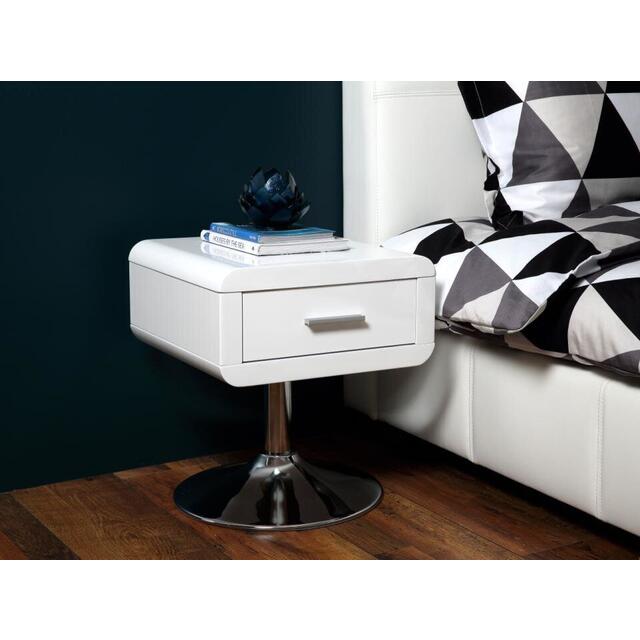 Comfor Modern Bedside Table 1 Drawer White Gloss image 5