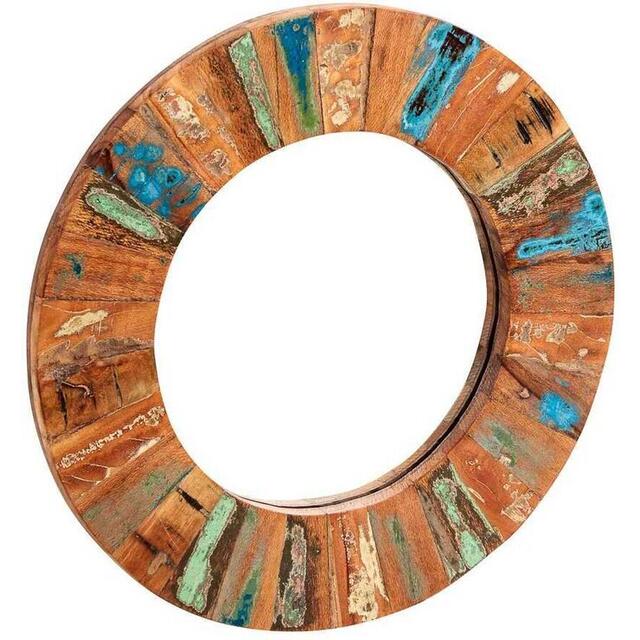 Reclaimed Wood Boat Large Round Mirror 85cm image 2