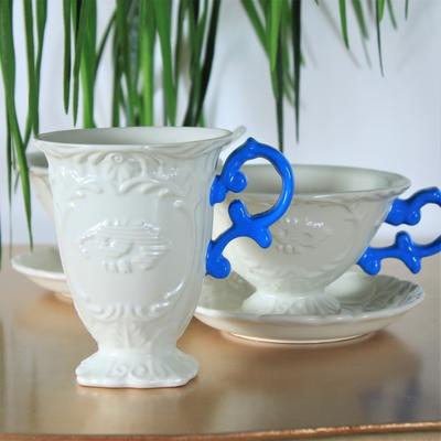 Porcelain Mug Blue Handle