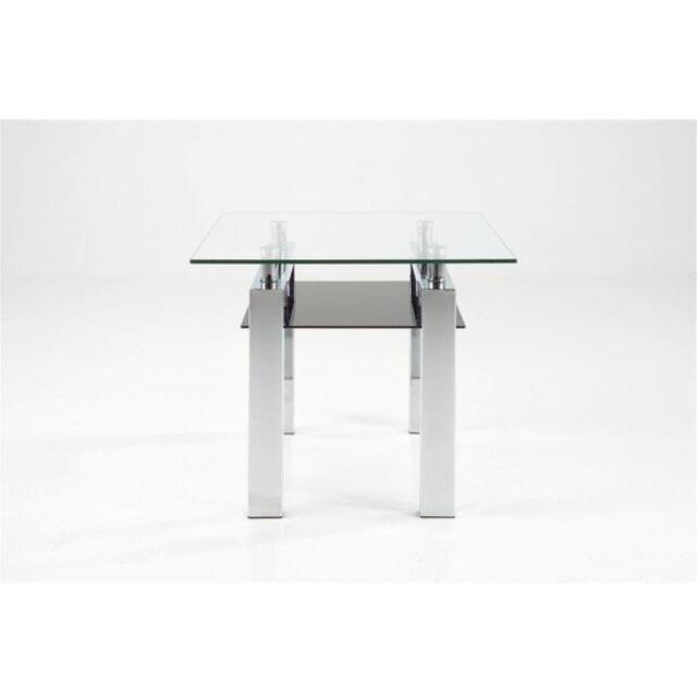 Calem Modern Glass and Chrome Lamp Table