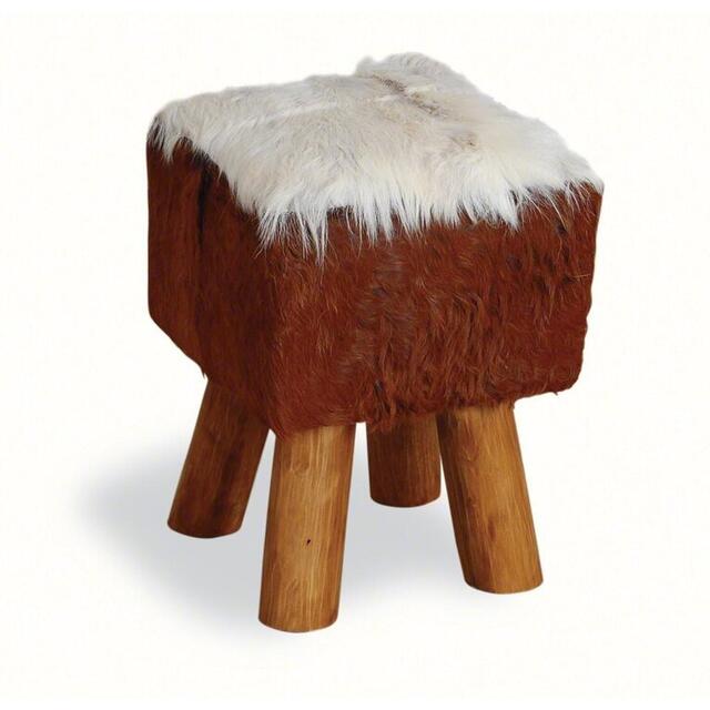 Mohawk Small Square Hide Stool Rustic Style image 2