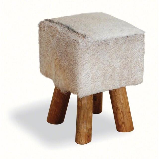 Mohawk Small Square Hide Stool Rustic Style image 5