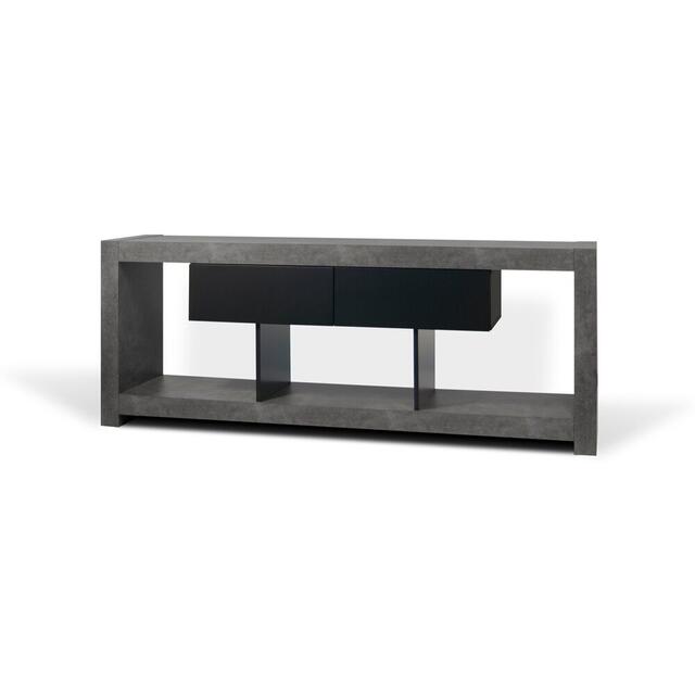 TemaHome Nara Modern TV Table Stand - Concrete and Matt Black image 2
