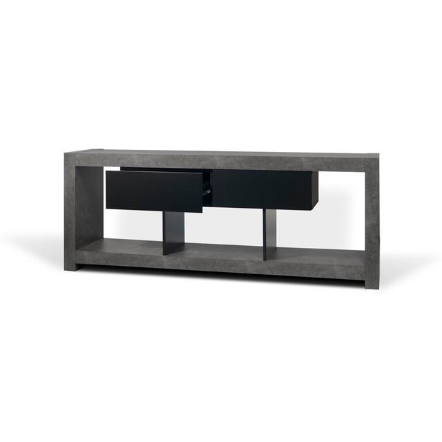 TemaHome Nara Modern TV Table Stand - Concrete and Matt Black image 4