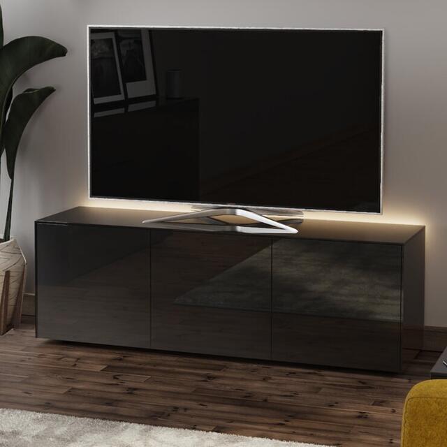 Frank Olsen TV Cabinet 150cm High Gloss Black with Wireless Phone Charger and LED Mood Lighting image 3