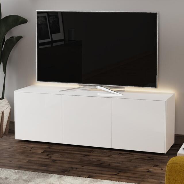 Frank Olsen TV Cabinet 150cm High Gloss White with Wireless Phone Charger and LED Mood Lighting image 3