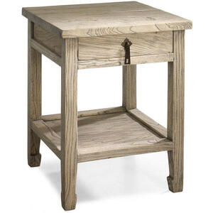 Oriental Wooden Chinese Tea Side Table - Natural Elm Finish