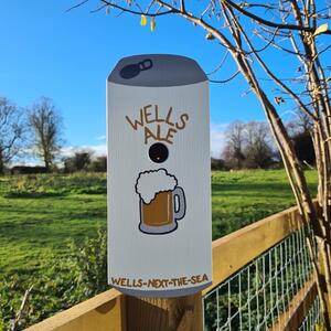 Handmade Beer Can Bird Box with Personalised Text