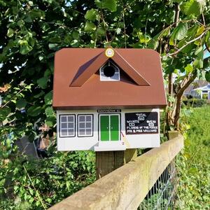 Handmade Cricket Pavilion Wooden Bird House with Personalised Text