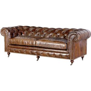 Vintage Three Seater Brown Leather Chesterfield Sofa
