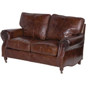 Crumpled Brown Leather Two Seater Sofa