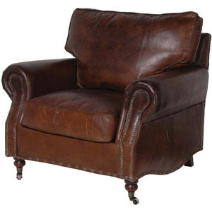 Crumple Brown Leather Armchair by The Orchard