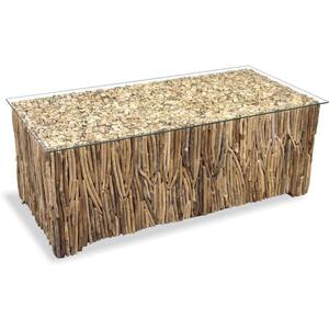 Driftwood Rectangular Coffee Table w Glass Top by BBE Furnishings