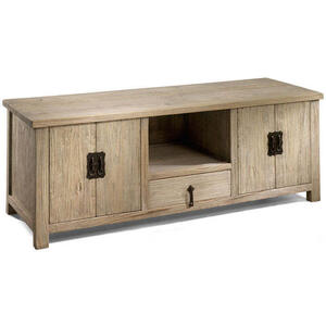 Chinese Wooden 1 Drawer 4 Door Low TV/Media Unit - Natural Elm Finish