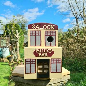 Saloon Bar Handmade Bird Box with Personalised Text by Lindleywood