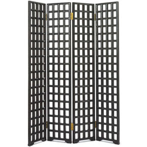 Carved Lattice Screen, Black Lacquer by Shimu