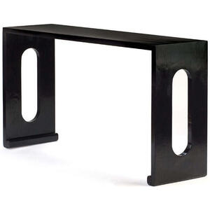 Oriental Wooden Scroll Altar Table - Black Lacquer