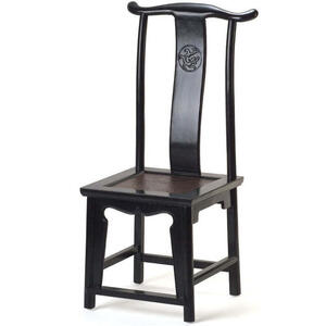 Oriental Yoke Back Wooden Side Chair - Black Lacquer