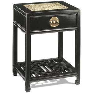 Carved Side Table, Black Lacquer by Shimu
