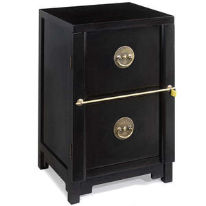 Chinese Two Drawer Filing Cabinet, Black Lacquer