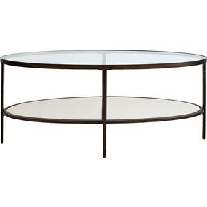 Temperley Oval Metal and Glass Coffee Table in Bronze or Champagne