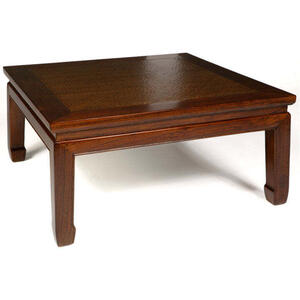 Oriental Square Wooden Daybed Table - Dark Elm