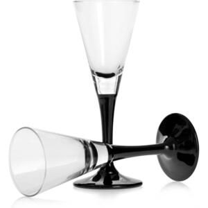 Set of 6 Black Stem Liqueur Glasses, 50ml, Handmade by Solavia