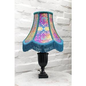 Caliana Peacock Blue & Pink Silk Tasselled Lampshade Handmade by Mols & Tati-Lois