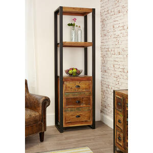 Shoreditch Alcove Bookcase Three Drawers Reclaimed Wood