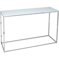 Kensal White Glass & Polished Base Console Table by Gillmore Space