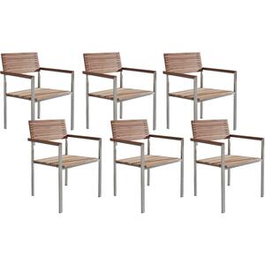 Set of 6 Teak Garden Chairs Light Wood VIAREGGIO by Beliani