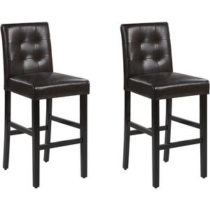 Set of 2 Bar Chairs Faux Leather Brown MADISON by Beliani