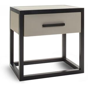 Roux Bedside Table Black & Taupe Faux Leather 