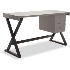 Manhattan High Gloss Taupe and Black Desk 2 Drawers