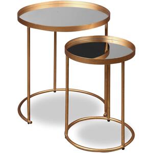 Nest of 2 Song Round Side Tables - Antique Bronze or Gold