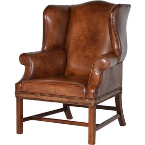 Italian Vintage Leather Wing Chair by The Orchard