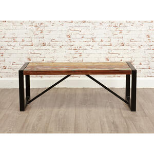 Shoreditch Rustic Small Dining Bench in Reclaimed Wood & Steel