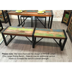 Shoreditch Rustic Large Dining Bench in Reclaimed Wood & Metal