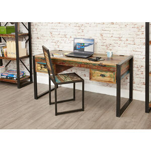 Shoreditch Rustic Desk/Dressing Table in Reclaimed Wood & Steel
