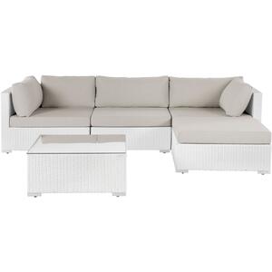 4 Seater PE Rattan Garden Modular Corner Sofa Set White SANO II by Beliani