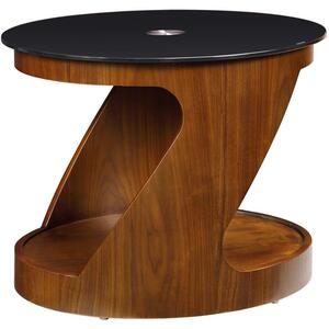 Jual Modern Z-Shape Oval Coffee Table Glass Top JF304 - Walnut or Oak