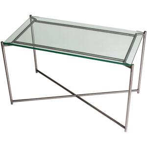 Iris Vintage Rectangular Side Table 83 x 43cm - Glass/Marble/Wood Top & Metal Frame
