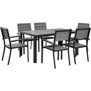 COMO Garden Table and 6 Chairs Polywood and Black