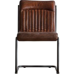 Capri Ribbed Real Leather and Metal Frame Cantilever Office Chair in Brown or Black